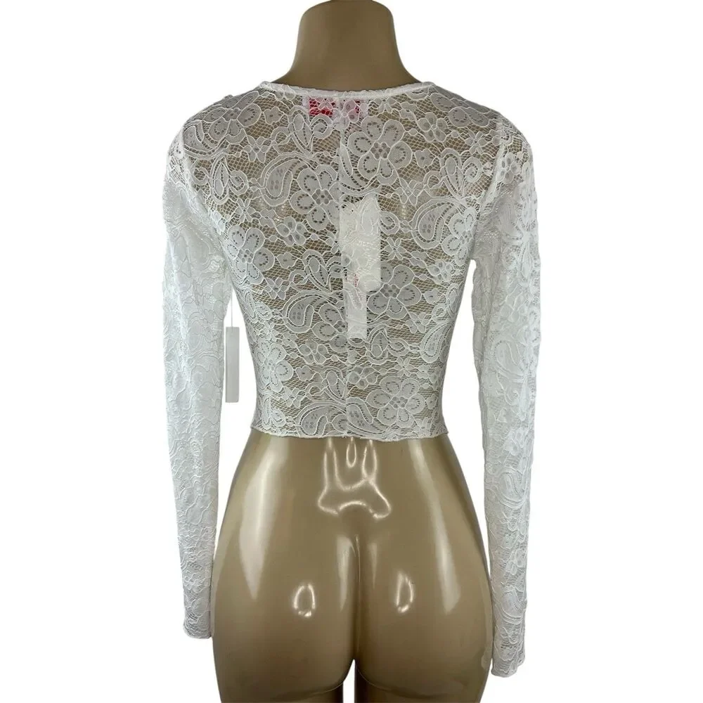 Lisa Says Gah Aurelia Top Size S White Vanilla Lace Sheer
